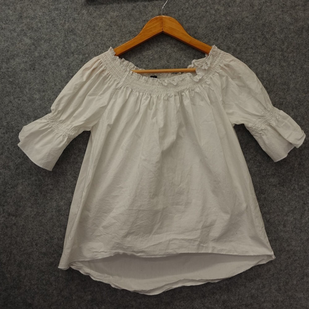 BELUVA San Francisco Womens Top S White Smock Off Shoulder Peasant Boho USA Made